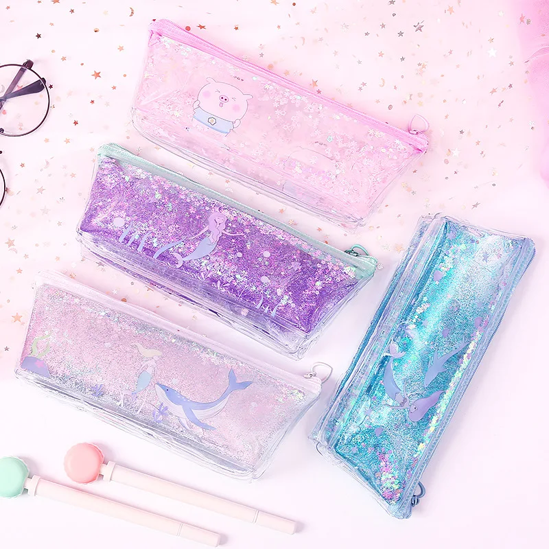 2023 Wholesale Large Capacity Creative Pen Bag Pouch Cute Colorful Transparent Pencil Case Personality Pencil Cases