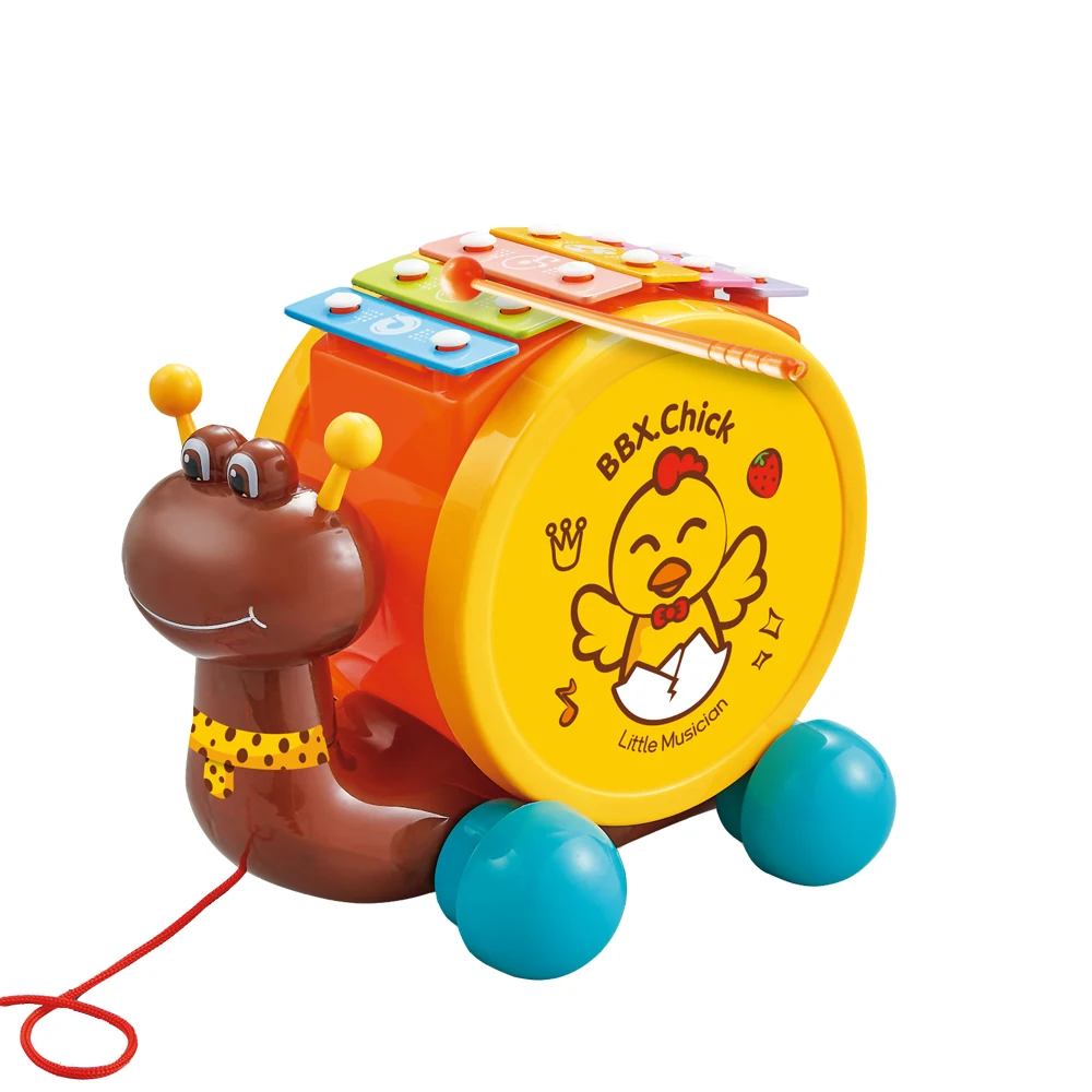 Baby Activity Toy Cartoon Snail Toy Drum Baby 6 Notes Xylophone Toy
