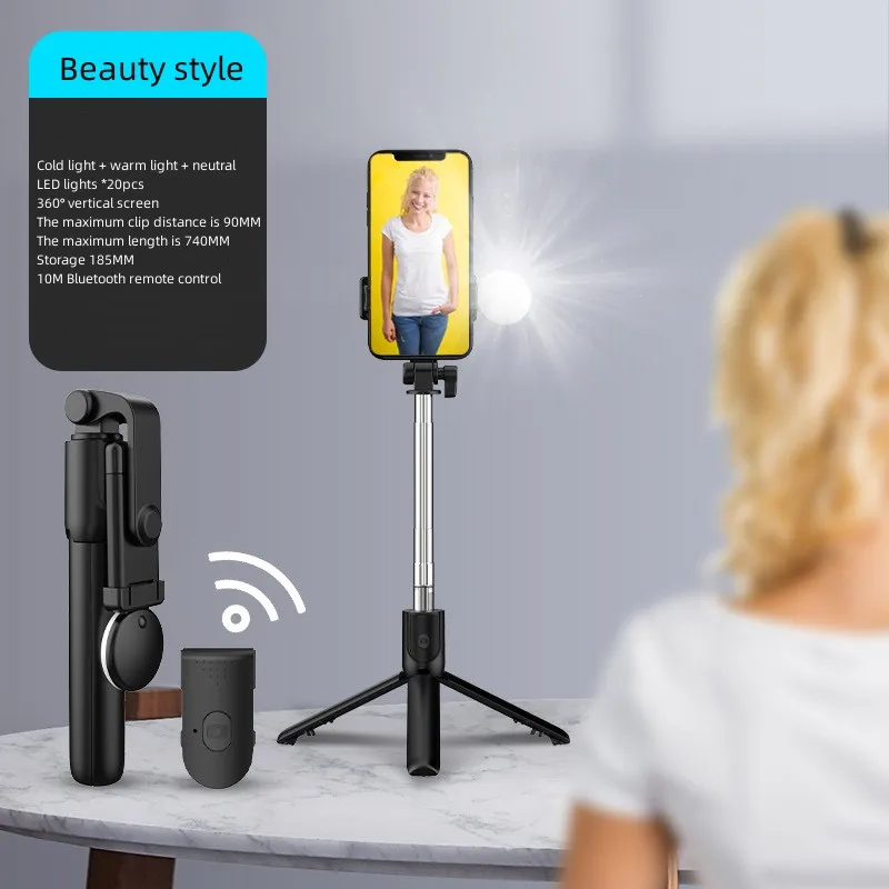 360 selfie stick Aluminium Alloy rotating tripod stand selfie stick tripod with wireless bluetooth remote selfie sticks