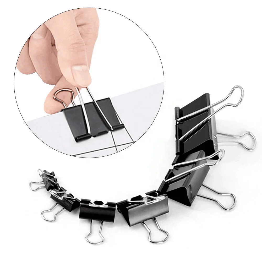 Black Long Tail Office Clips 25mm Metal butterfly Binder for