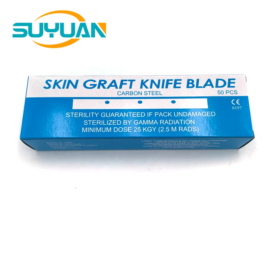 Sterilized Stainless/Carbon Steel Dermatome Blade Skin Grafting Blade 38*8*0.25mm Scalpel Blade