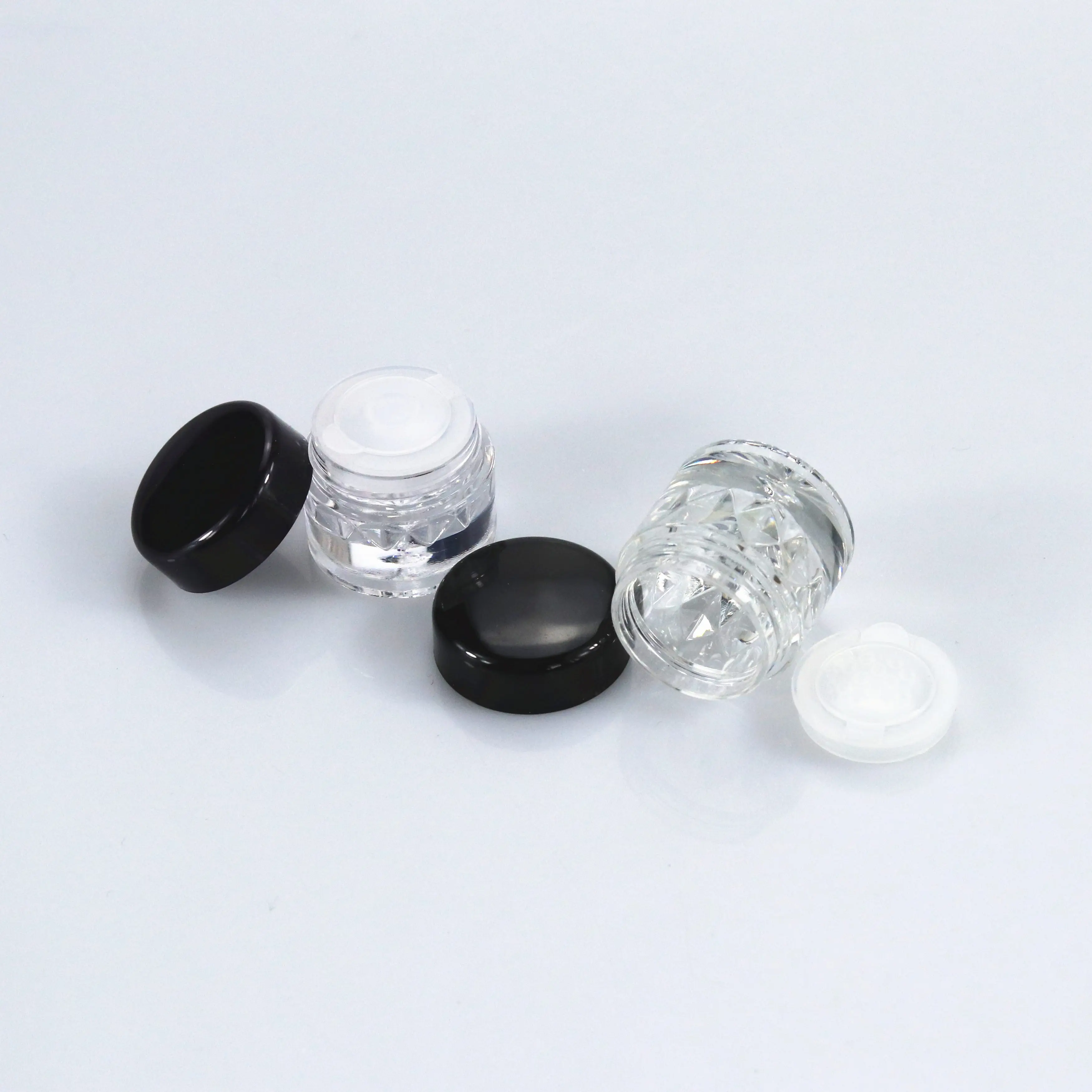  3G loose Powder Jars glitter jar with Sifter Mesh Empty Diy nail container Packing case Black cap diamond
