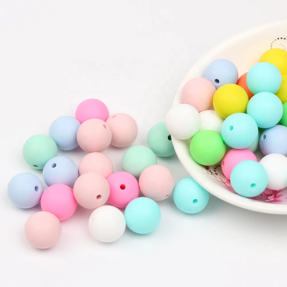 
Wholesale 15mm Soft Round Silicone Beads For Teething Chew Baby Necklace Beads Jewelry BPA Free 