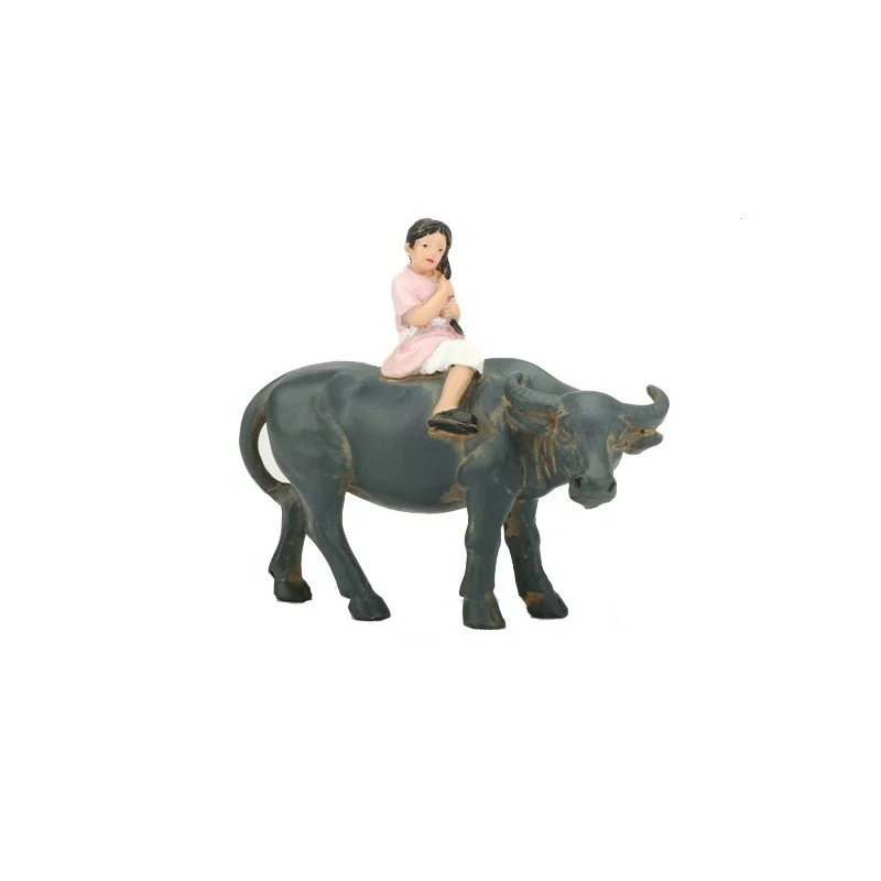Outdoor Animal Garden Decorations Resin Water Buffalo Sculpture Rustic Plastic Clay Garden Balls