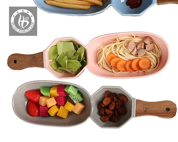 2 compartment ceramic porcelain divided snack tapas serving dish bowl serving ware ceramic