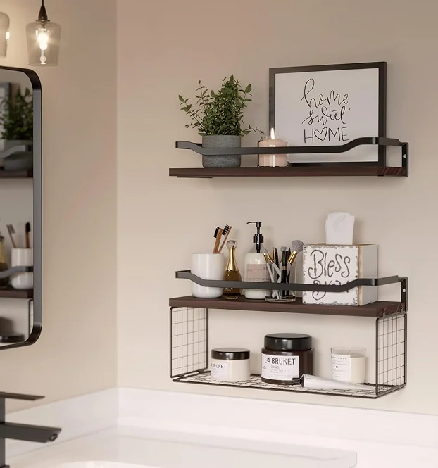 2024 Whole Sale Two Layers Bathroom Shelves Wall-mounted Storage Rack Wall Shelf for kitchen