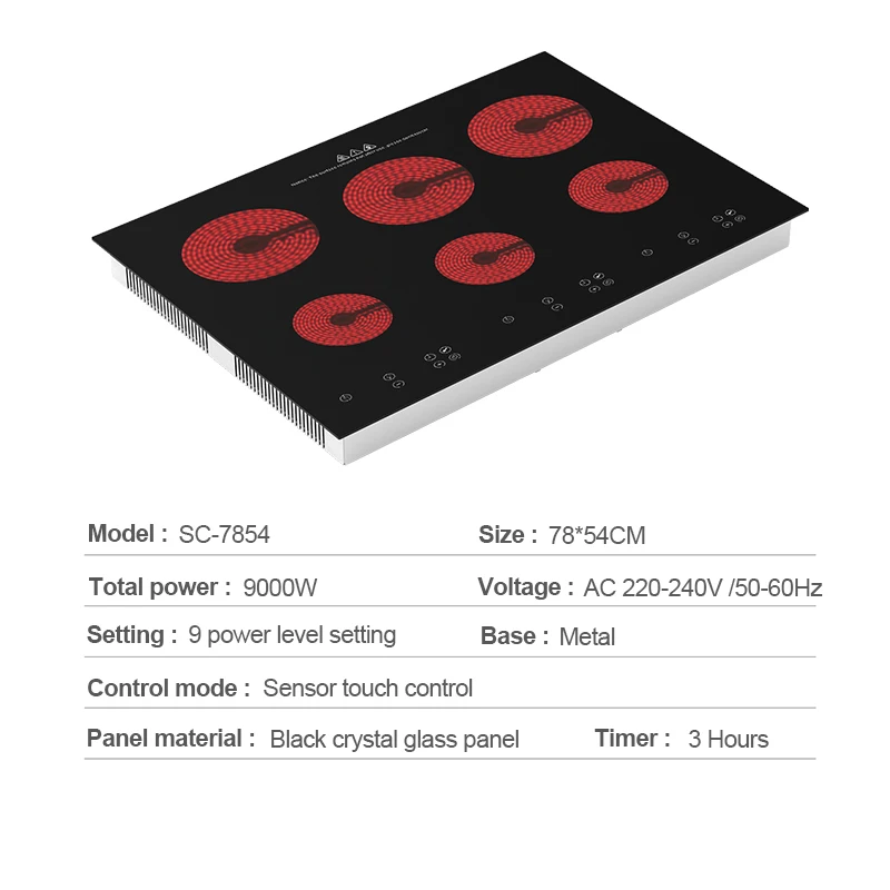 Customized Logo 9000W 6 Cookers Multipurpose Induction Infrared Cooker Electric Ceramic Infrared Cooker