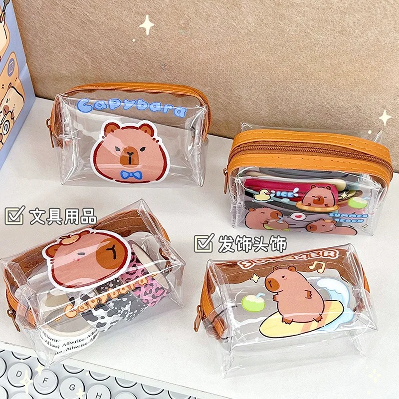 School stationery pencil case cute animal coin purse transparent PVC waterproof small money bag mini coin storage bag