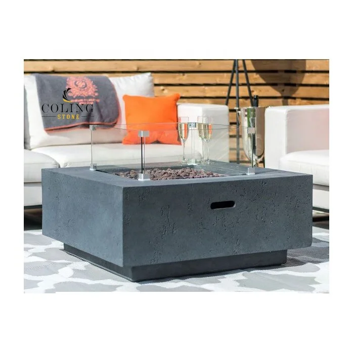 Coling living 2023 new design factory directly selling cement fire pit outdoor concrete gas fire pit dining table