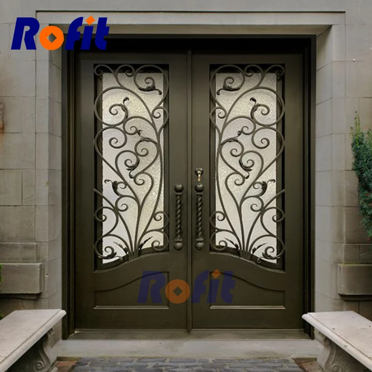 Outdoor Large Luxury Double Door Iron Gates Wrought Gate Designs for Hotel Villas and Home