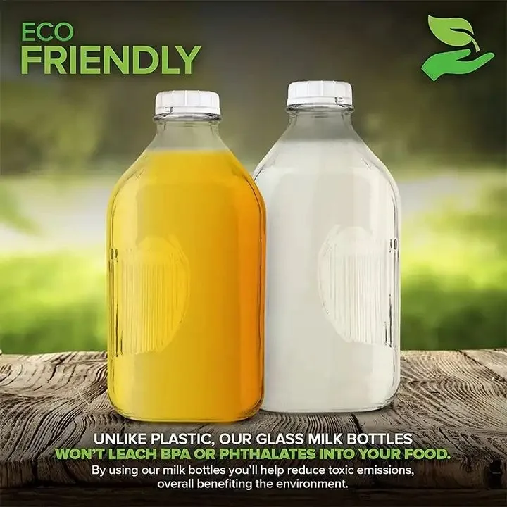 Wholesale 2L Clear Flat Square Glass Milk Bottle Glass Juice Bottle With Plastic Cap