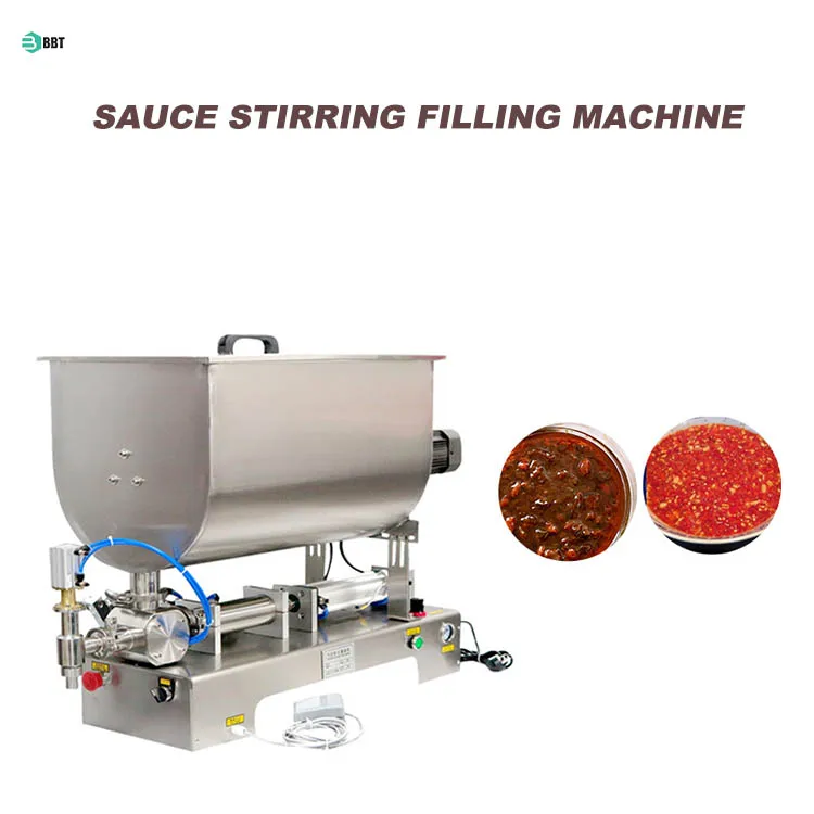 Semi-Automatic Filling Machine Hot Sauce Peanut Butter Soybean Tomato Paste Cream Filling Machine With U Type Mixer