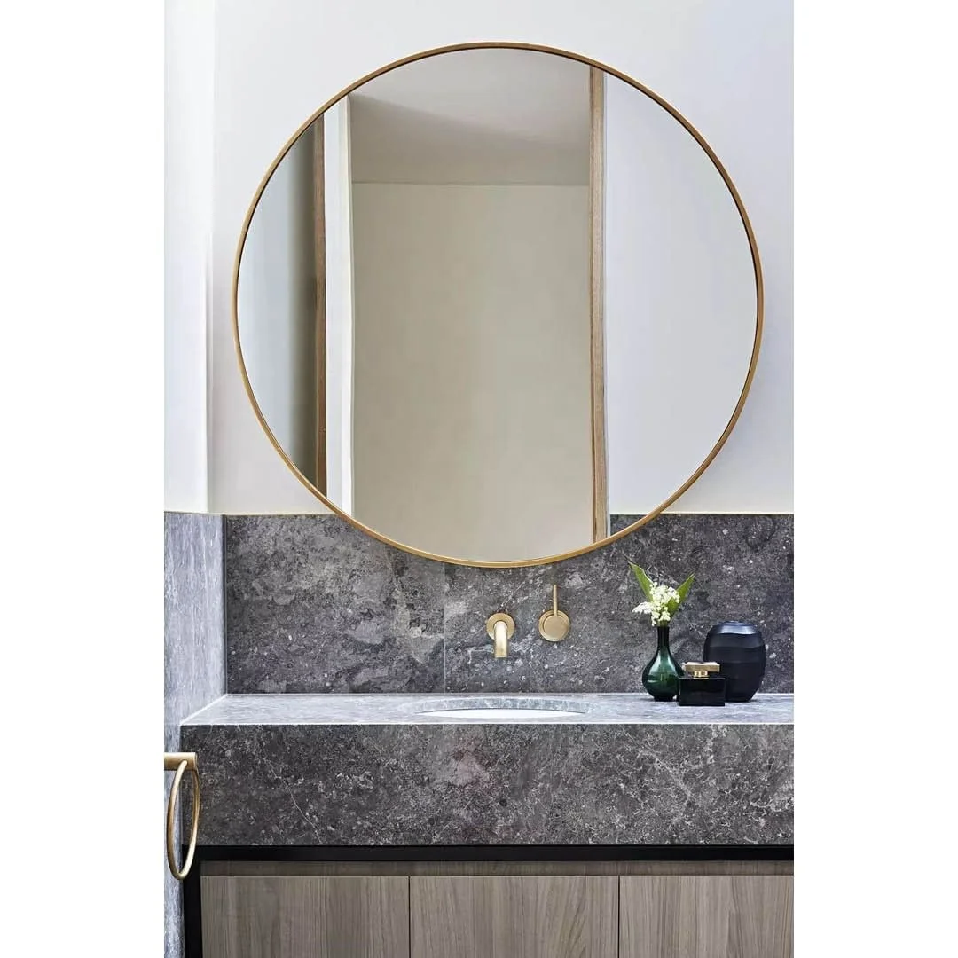 Gold Mirror 2021 New Luxury Gold Mirror Guangzhou Modern Metal Glass Gold Mirror for Hotel Coffee Shop Decoration