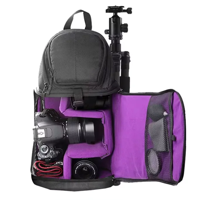 Case Backpack Rain Cover Camera Bag Customized Photography Backpack with Inserts Waterproof for DSLR Black