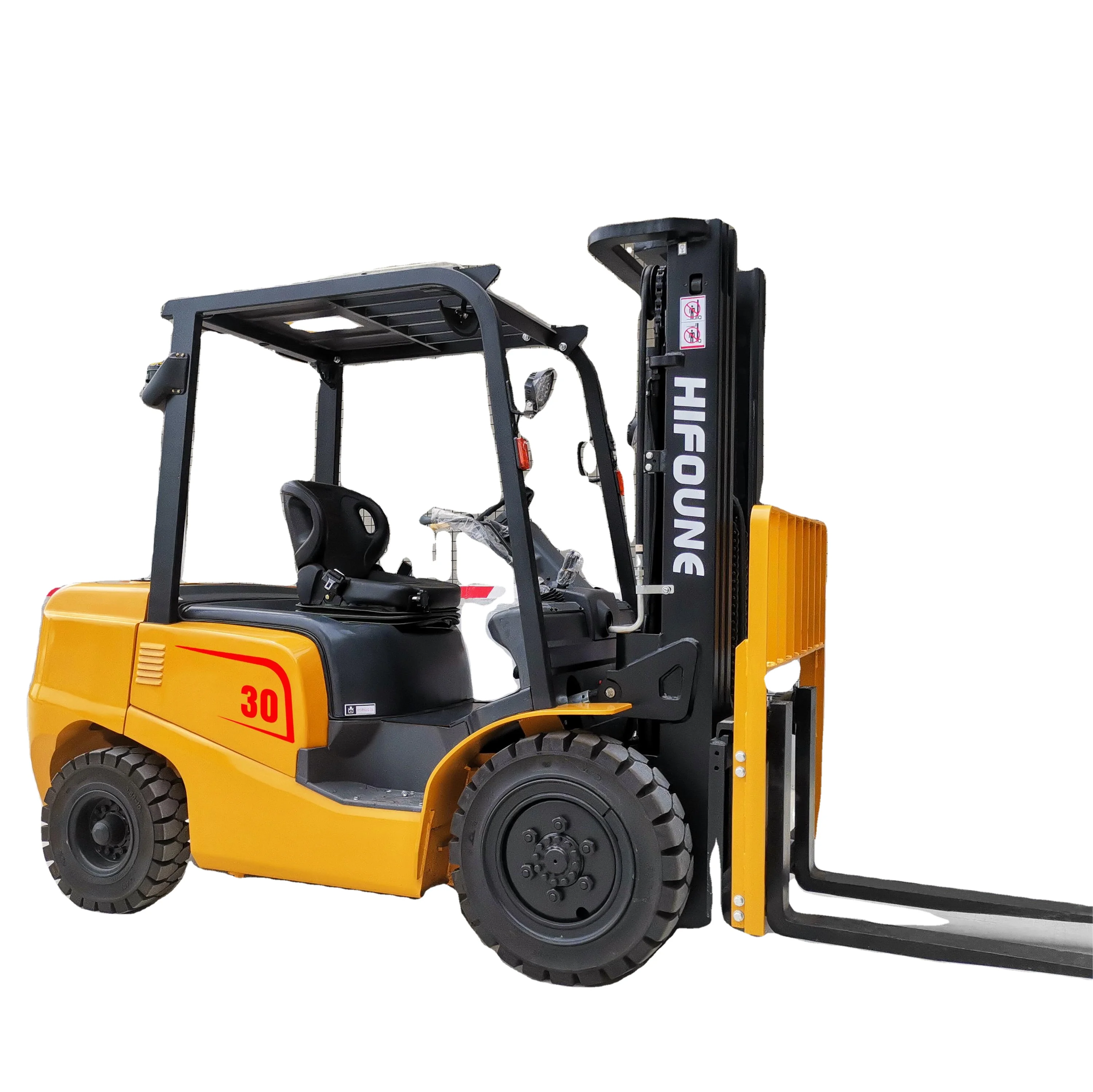 Hifoune diesel fork truck 3 ton hydraulic forklift container with double triplex mast and cab and heater