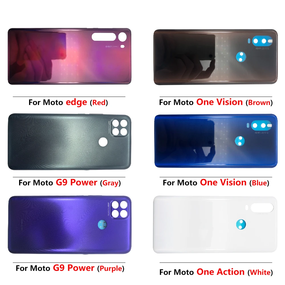 Задняя крышка для аккумулятора с клейкой наклейкой Motorola Moto G100 G9 Power G 5G Plus G5 Z3 Play Z4 One Vision Action