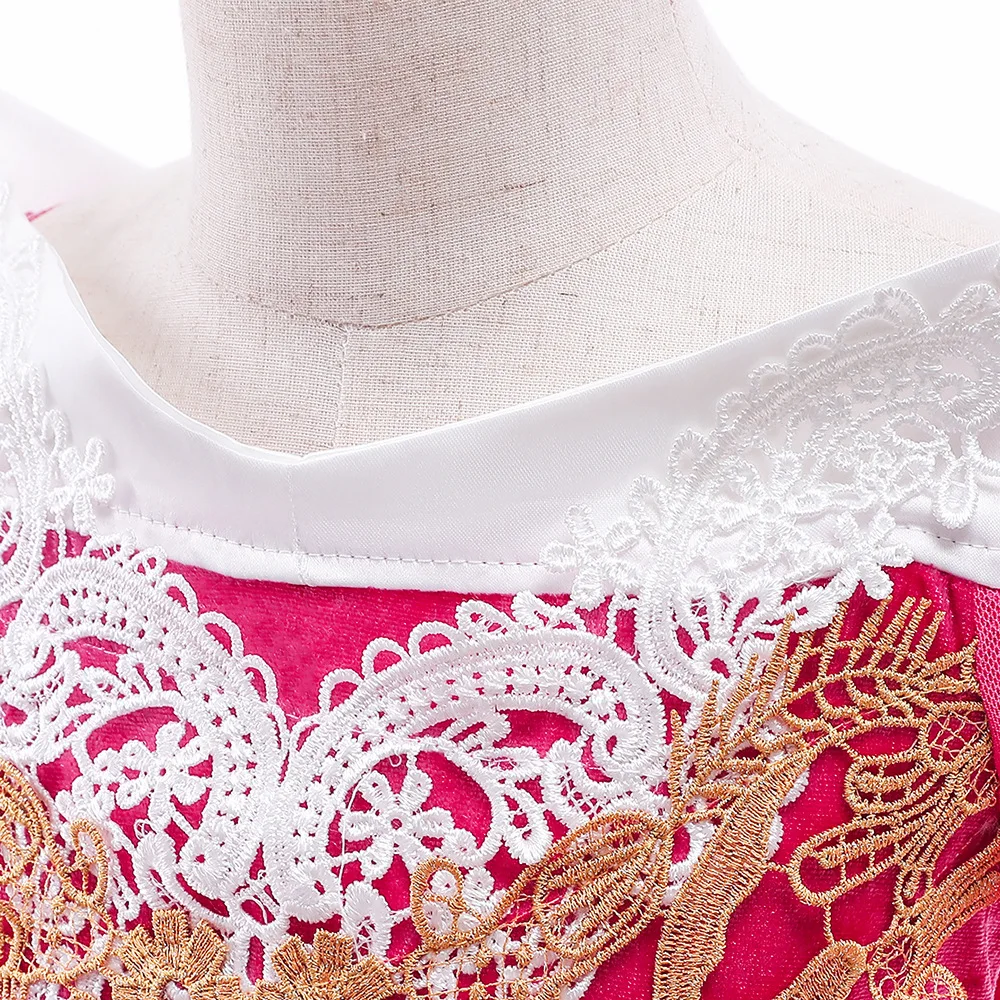 Girls Long Sleeve Princess Dress Performance Dress Costume Dress Up Birthday Christmas Party with Accessories