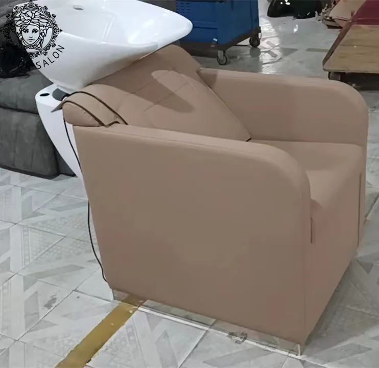 Modern Salon Furniture Hair Washing Chair Backwash Unit Lay Down Shampoo Bed With Sink