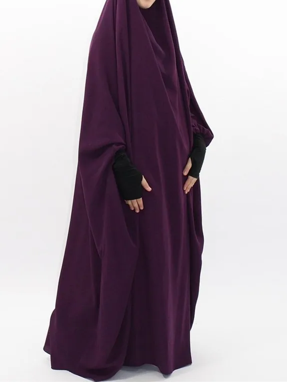 
Plus Size Solid Color Bat Sleeve Dubai Turkey Robe Dress Abaya muslim women prayer clothing 