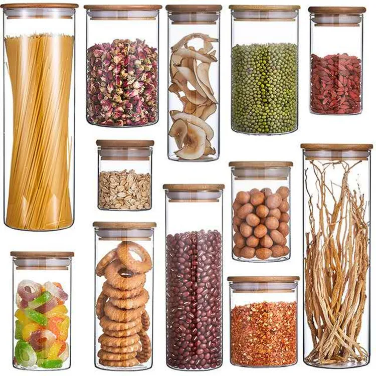 Original Authentic Round Elegant Storage Glass Jar With Bamboo Lid