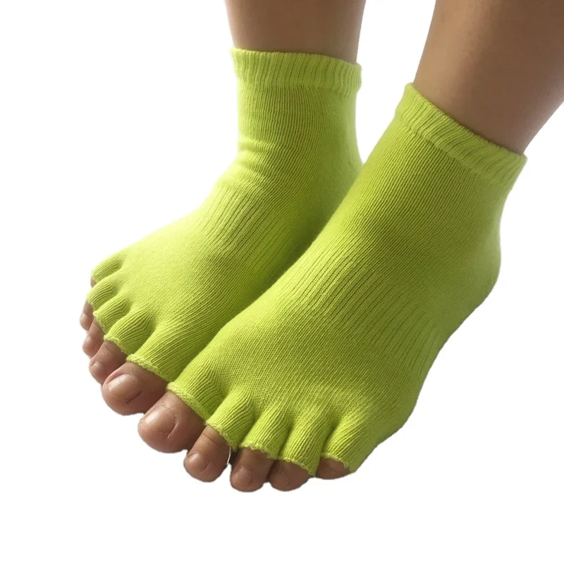 Full Toe Non Slip Skid colorful Yoga Socks with Toes Pilates with Grips Cotton for Women