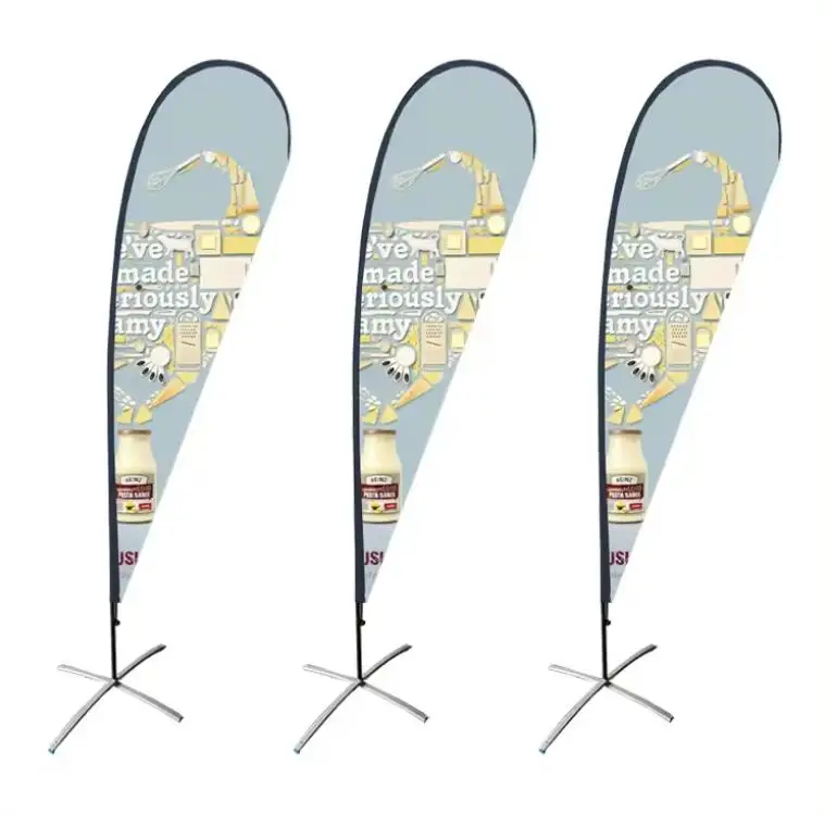2024 Hot Selling  Custom Promotional Double-Side Feather Teardrop Beach Flag Banners For Advertising