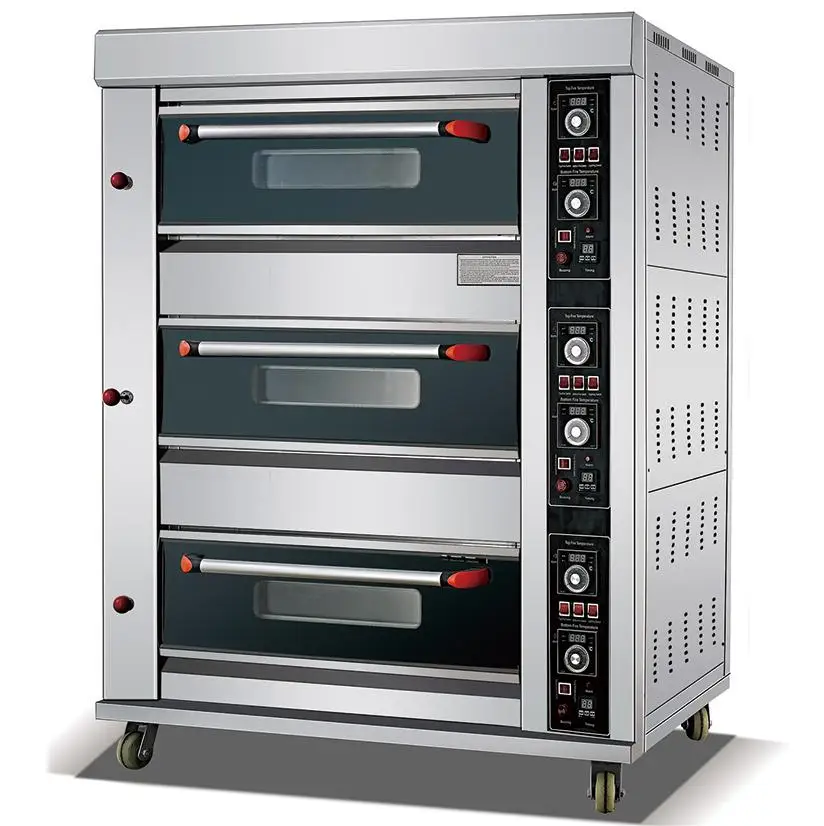 ISO 9001 Factory Industrial 3 Deck 6 Trays Gas Baking Oven Gas Deck Oven