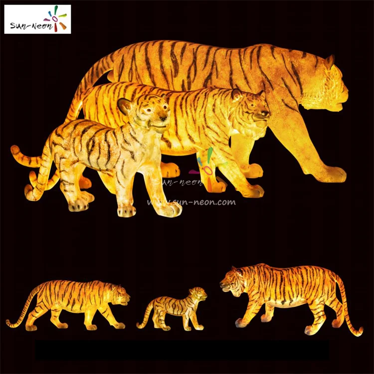 Holiday Lighted Large Led Tiger Statue Outdoor Christmas Decorations 3D Animal Motif Light