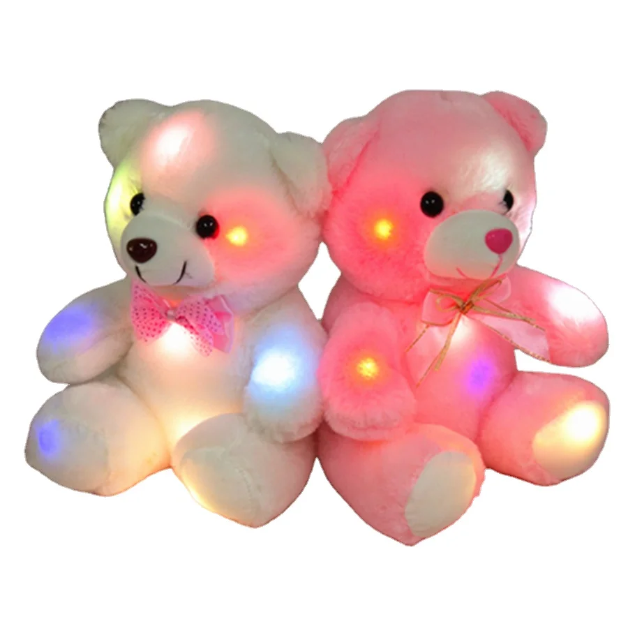 XUX 22CM Cartoon Stuffed Plush Toys Pink Glowing Teddy Bear Flash Teddy Plush Creative Doll Christmas Gift Wholesale