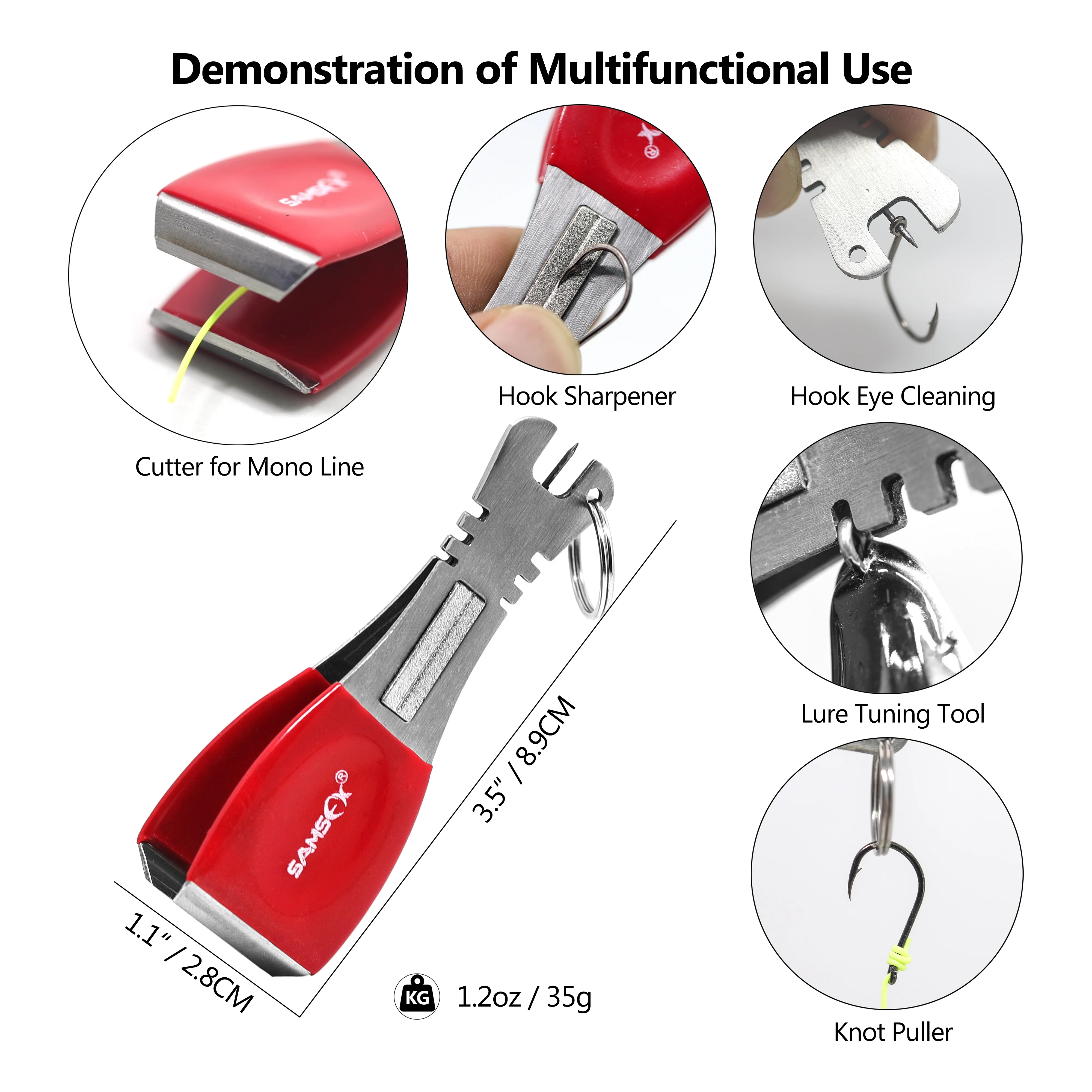 Рыболовные щипцы SAMSFX 4 в 1, 3,5x1,1 дюйма с удобным захватом и ретракторами Zinger, рыболовные снасти для ловли нахлыстом