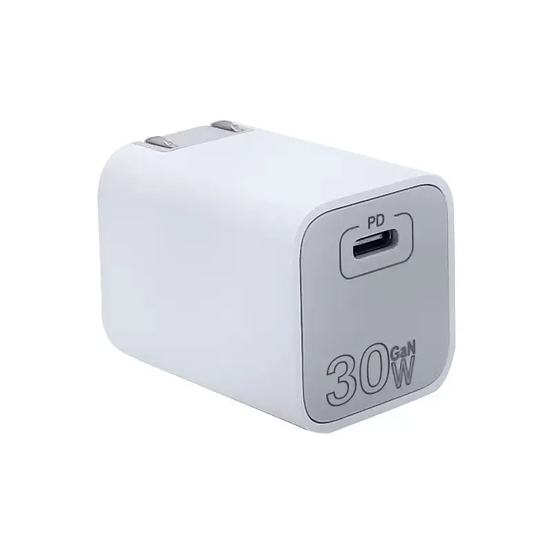 30W GaN Mounted Phone USB Charging Station Type C Dual Port Multiple Devices Flat Wall charger
