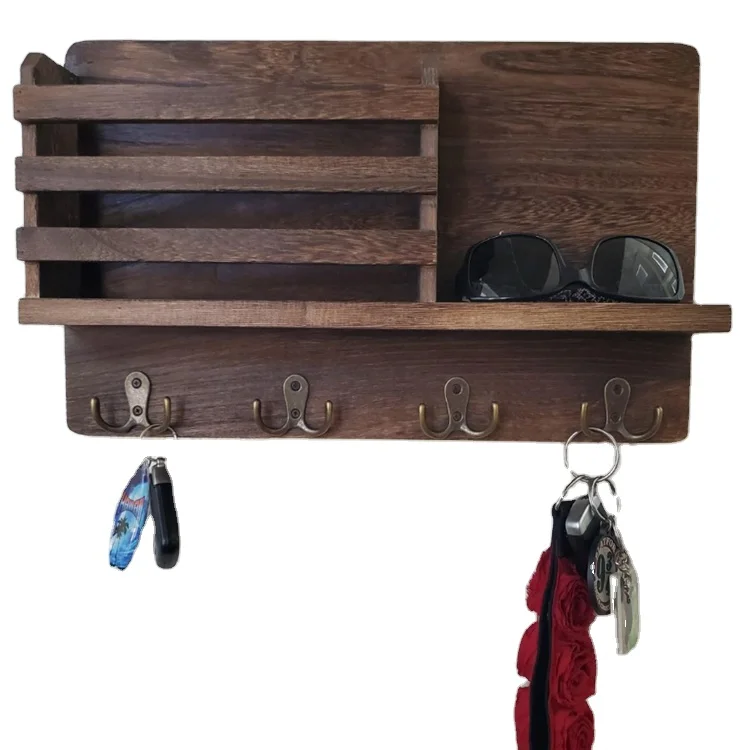 Прихожая Mudroom почтовый держатель стеллаж для выставки товаров почтой аппарат сортировки и органайзер с 4 двойной крючка ключей настенный деревянный