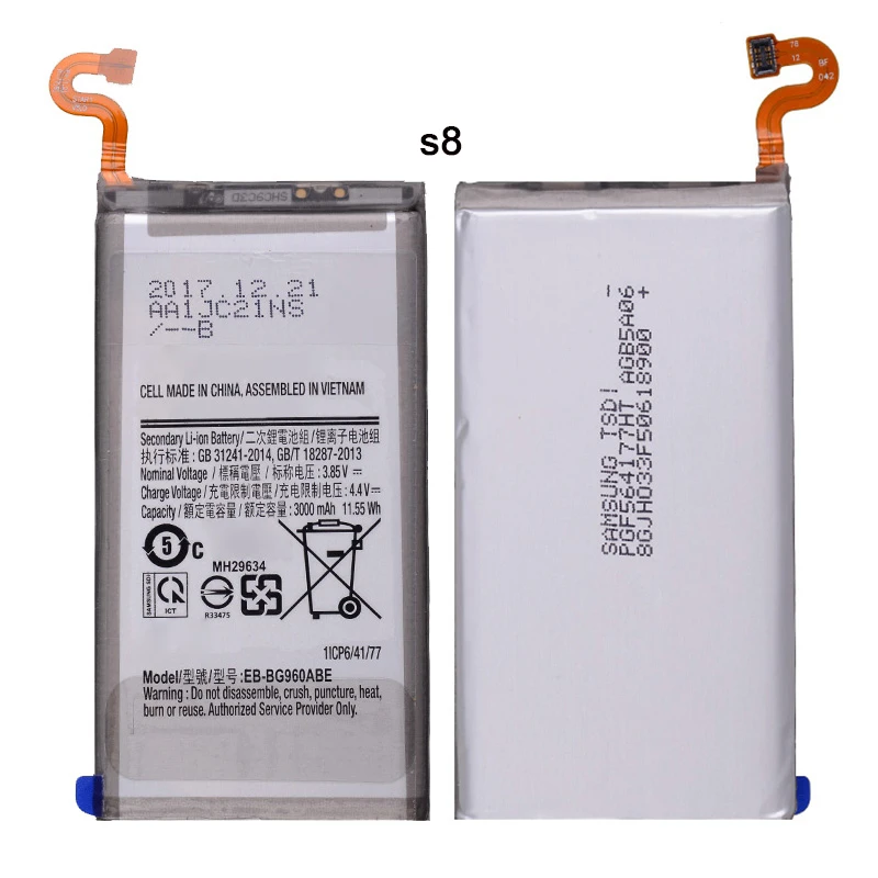 3.85V 3000mAhFactory Mobile Phone Battery 100% Capacity 0 Cycle For Samsung Galaxy s8  Compatible Replacement Batteries