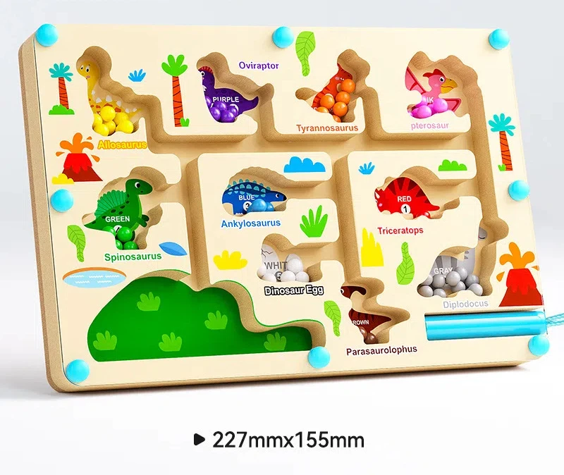 Montessori Magnetic Color Sorting Games Maze Board Pen Moving Bead Games Wooden Control Sensory Play Educational Toys for Kids