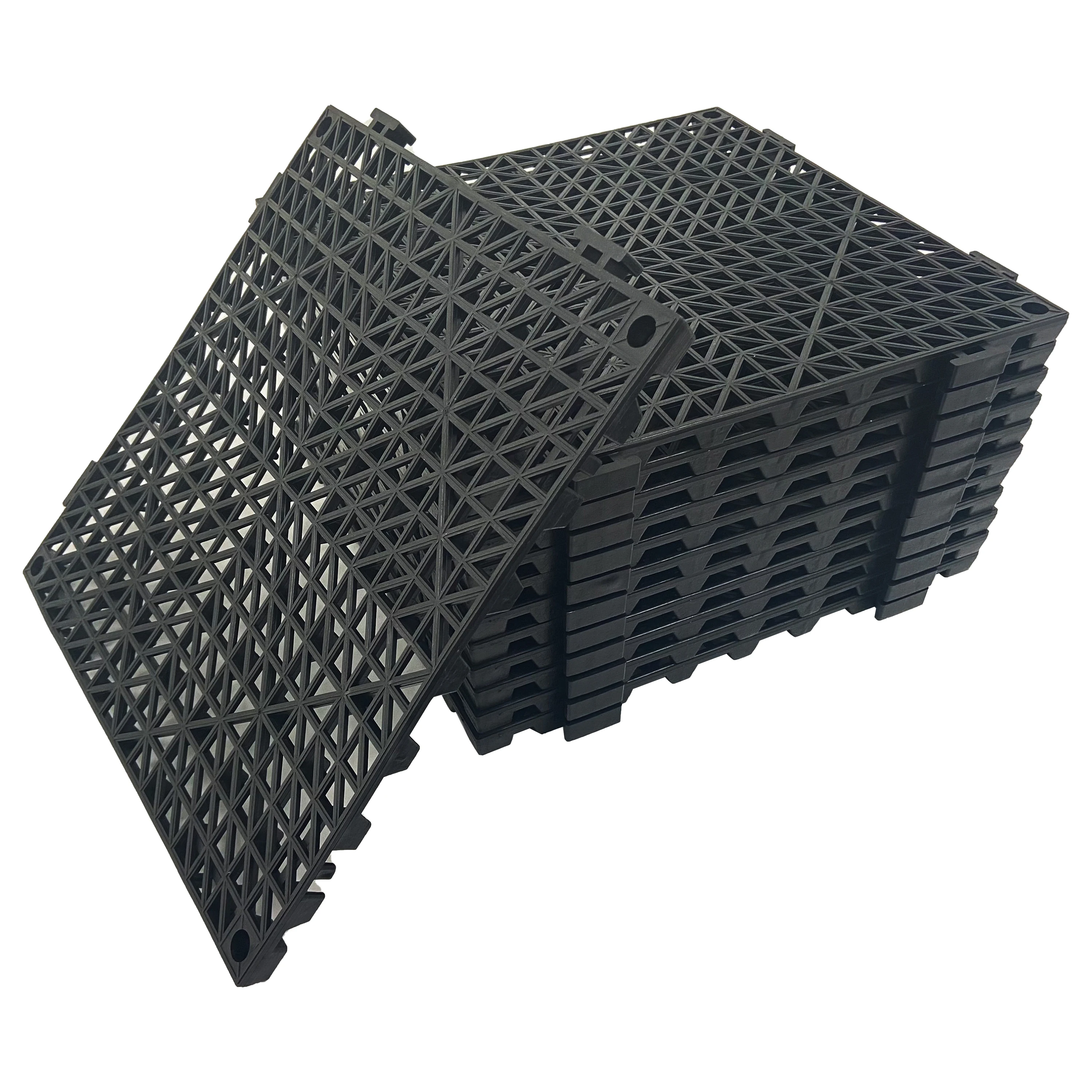 Drain Pool Shower Bath Kitchen Cushion Tiles PVC Waterproof Non Slip Tile Flooring Inter  locking Drainage Mat