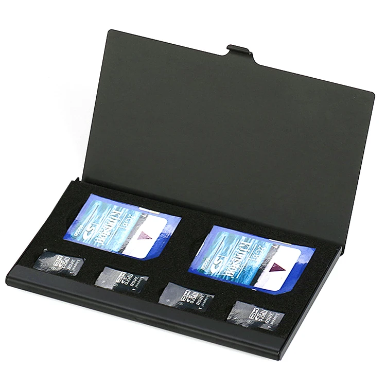 Custom Logo Metal Aluminum EVA Tray Slot sd Card Holder