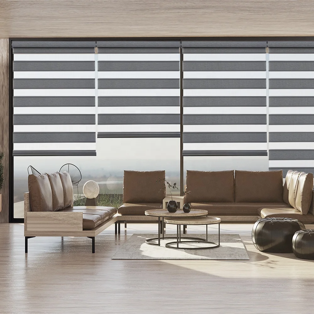 Essential Room blackout Windows Shade automatic roller blinds Darkening Dual Shade motorized zebra blinds