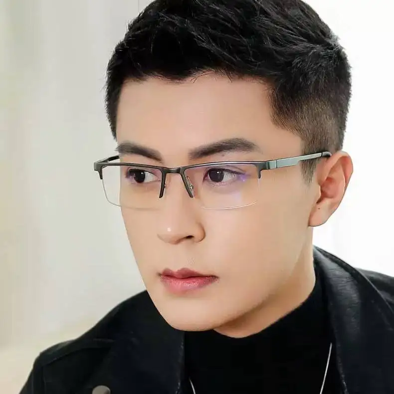 2024 Newest Reading Glasses Men Anti Blue Light Half Frame Business Computer Prescription Outdoors Driving Protection Eyeglasses