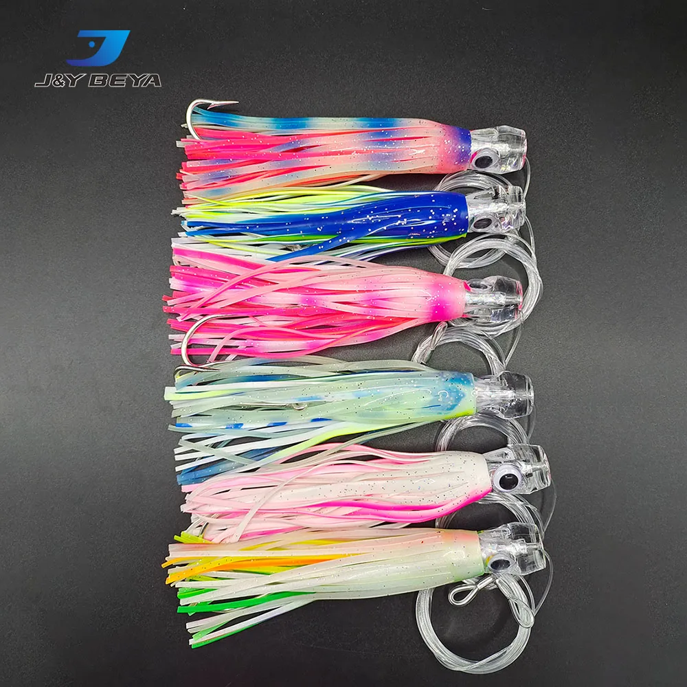 7.09 Inch 50g Resin Head Soft Octopus Skirt Bait Big Game Fishing Tuna Marlin Lure Rigged Trolling Lures For Wahoo Saltwater
