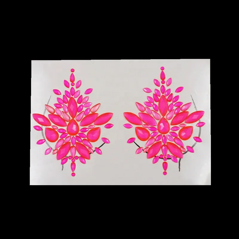 Free sample cross design Neon Rhinestone Glitters Pasties Nipple Covers body Jewelry gems Nipple Stickers