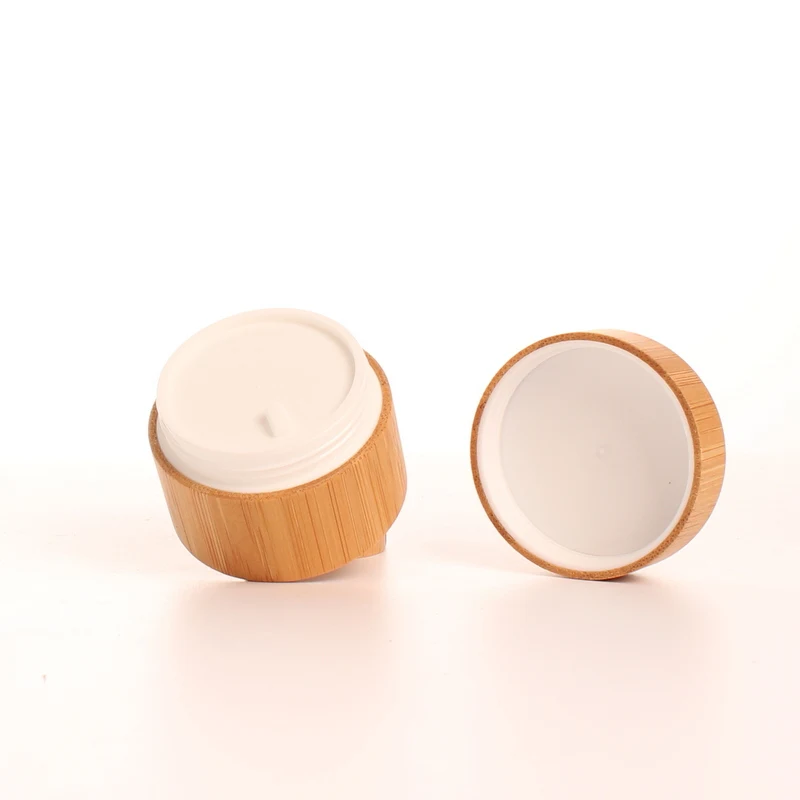 0.5 OZ Bamboo Lid Jar Lip Balm Scrub Packing Hand Cream Face Cream Jar with Bamboo Wooden Lid in Stock Ready to Ship