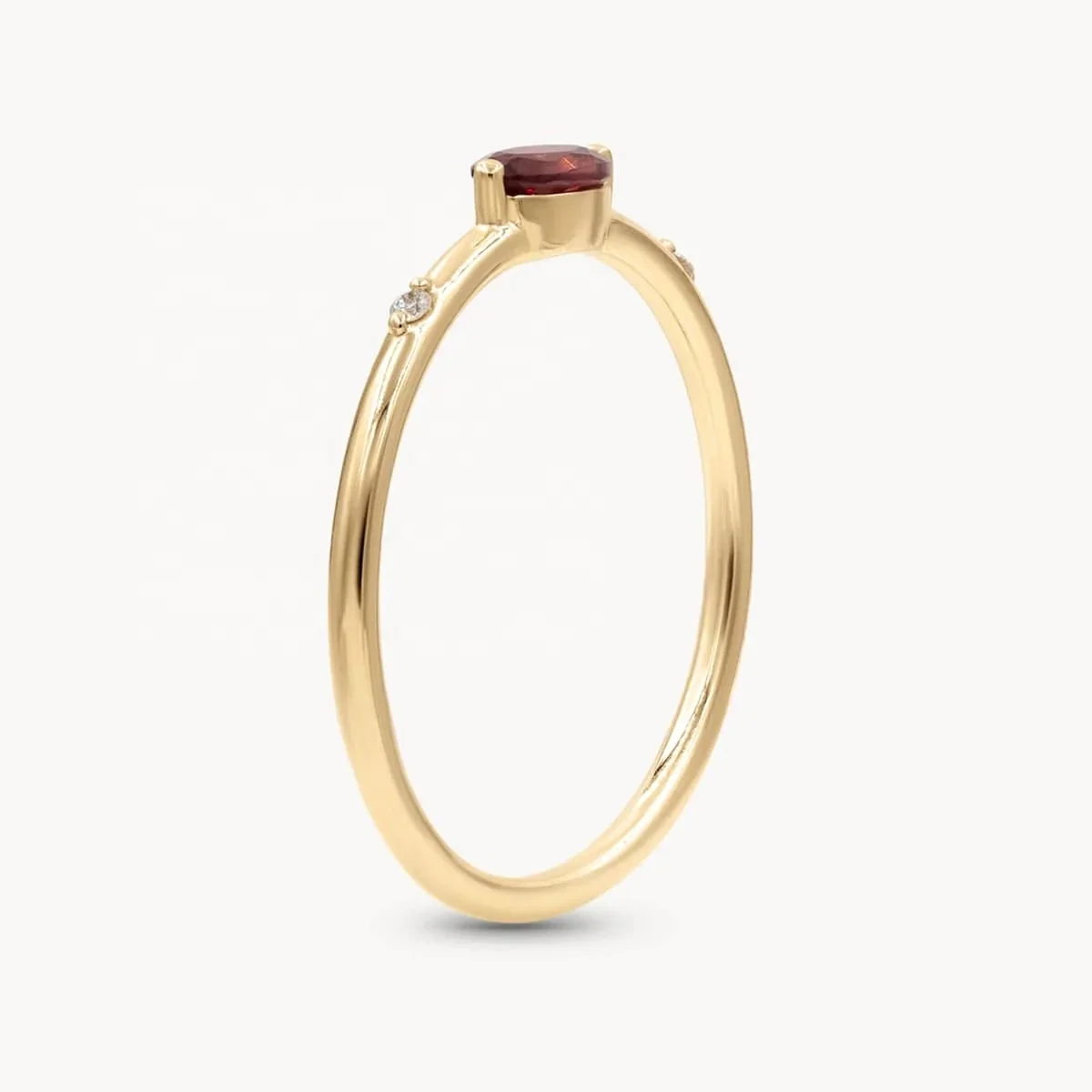 LOZRUNVE 925 Sterling Silver Gold High Quality Oval Sotaire Stone Stacking Ring for Women