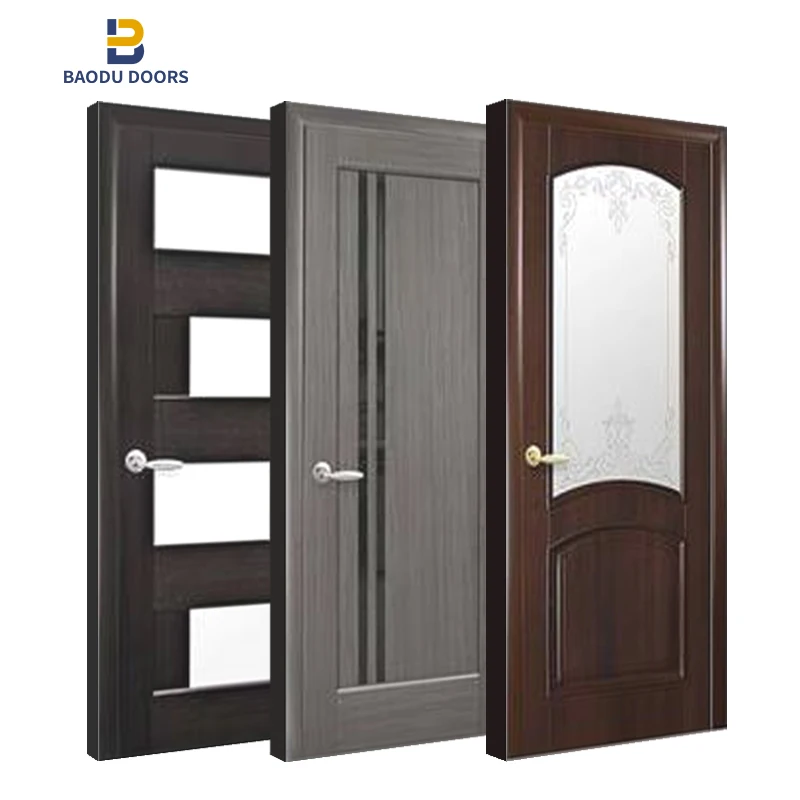 Bowdeu Factory Fancy wood solid wooden glass door designs