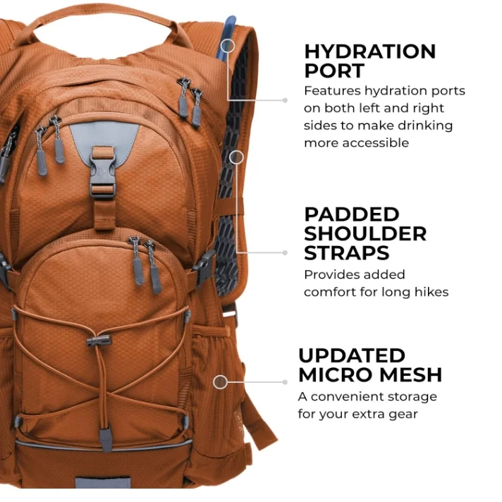 Custom Quanzhou Orange Hydration Backpack For Hiking Running Cycling Biking Hydration