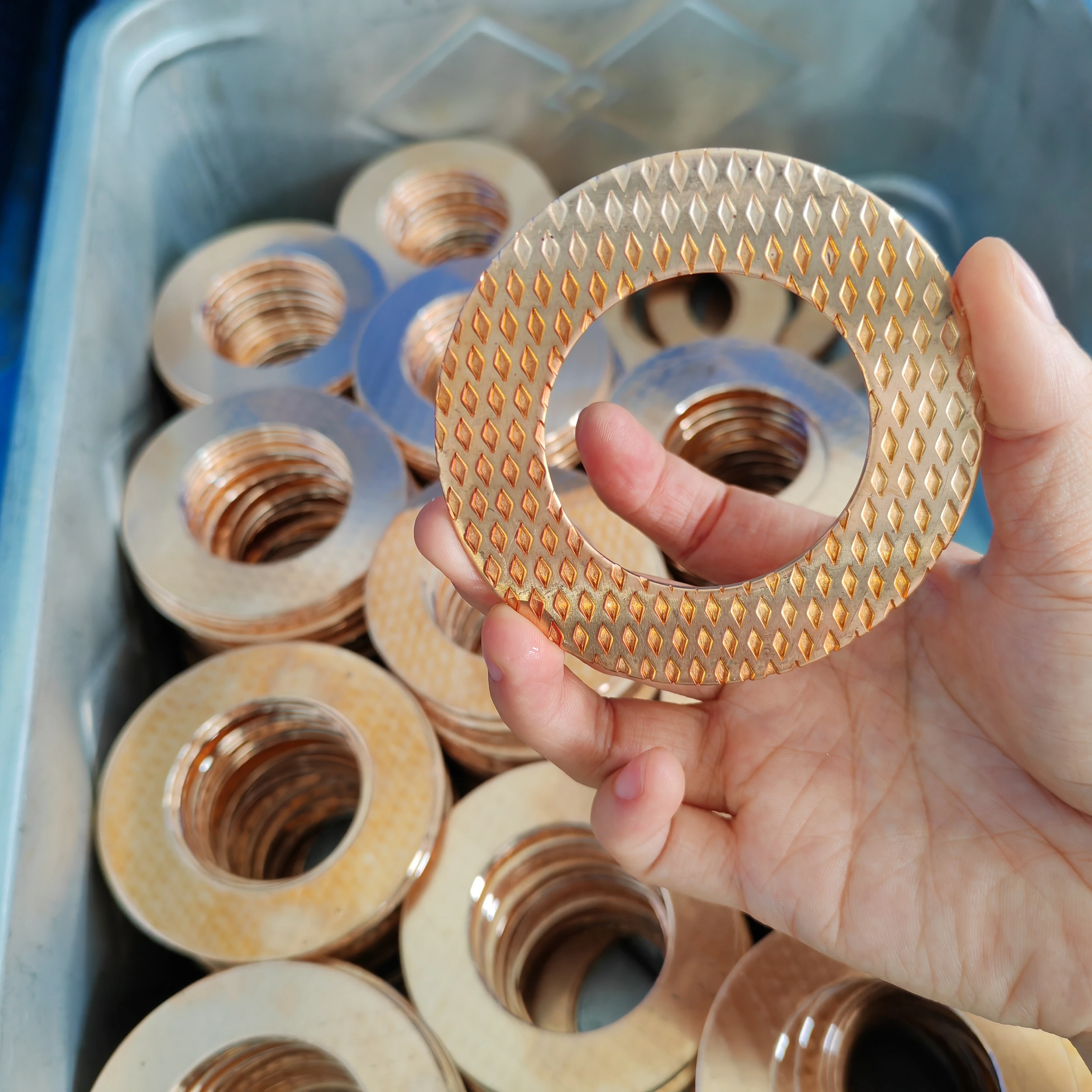 Round Metal Washer CuSn8 Flat Shim Customized  Bronze Thrust Washer Spacer with oil sockets