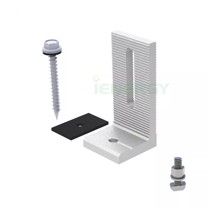 Solar roof mounting system structure Pitched Roof Clamps flash kit rooftop flat roof L foot feet rail components support modules