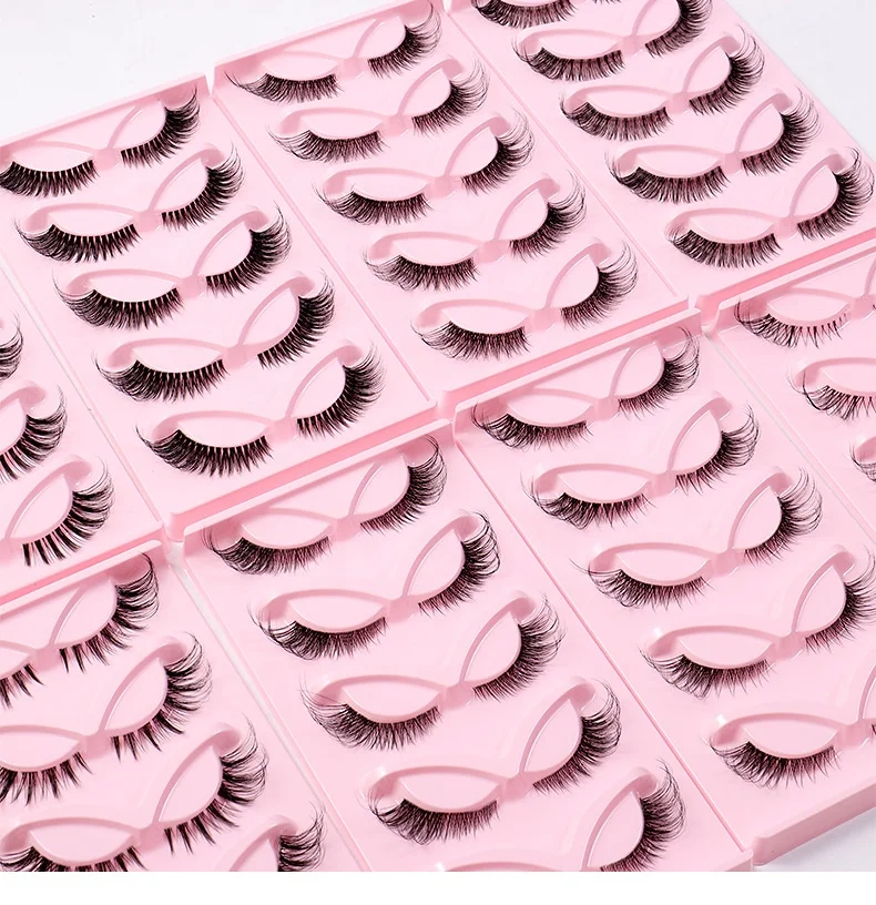 Foxy Winged Cat Eye Lashes 5 Pairs Fluffy Strip Lashes Vendor False Eyelashes Cat Eye Wispy faux mink Lashes