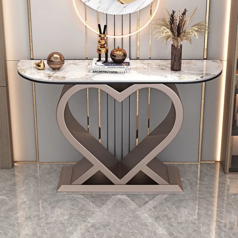 Light luxury new Chinese entrance table modern simple entry door living room super narrow semi-circle decorative table