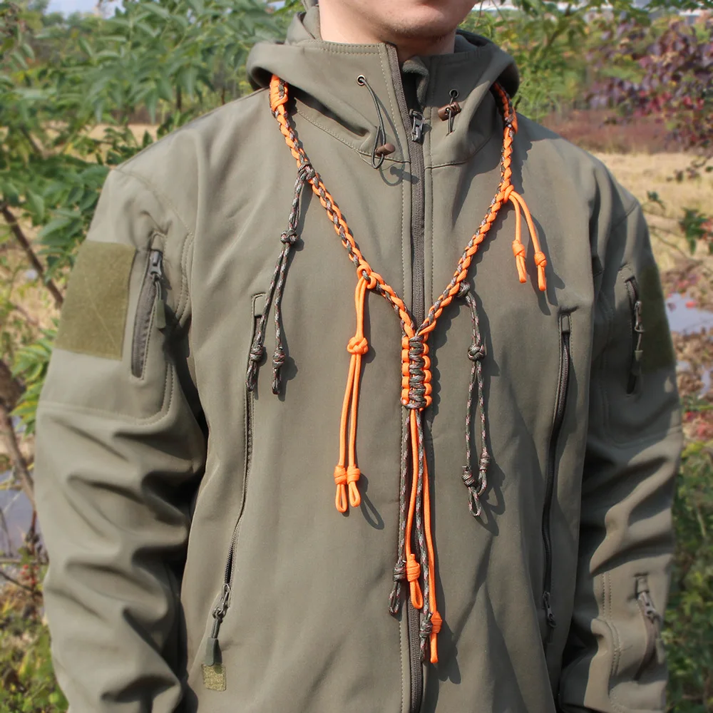 Hand Braided Necklace Hunting whistle Lanyard Duck Calls Paracord 12 Adjustable Loops Outdoor Gear Custom Logo