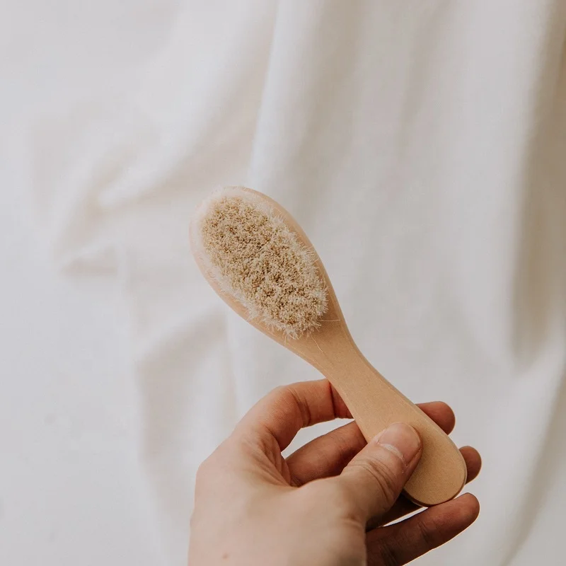 Wholesale factory price wooden baby brush three piece set custom name hair comb massage comb